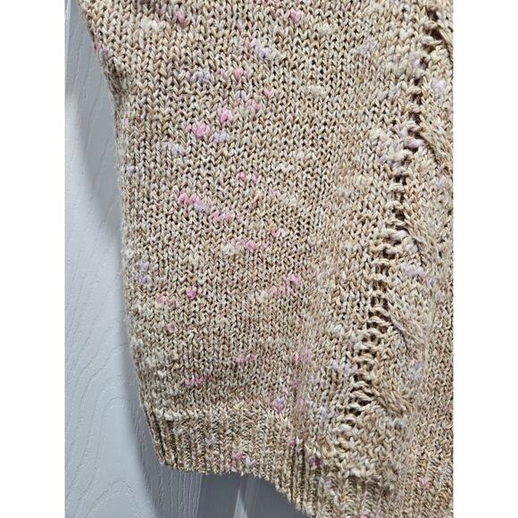 Vintage Jonathan Martin Glam Glittery Beige Cropped Sweater Size M Linen Blend - Picture 6 of 16